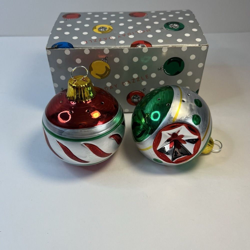 Department 56 Holiday Dazzle 3" Christmas Ornament Salt &‎ Pepper Shakers